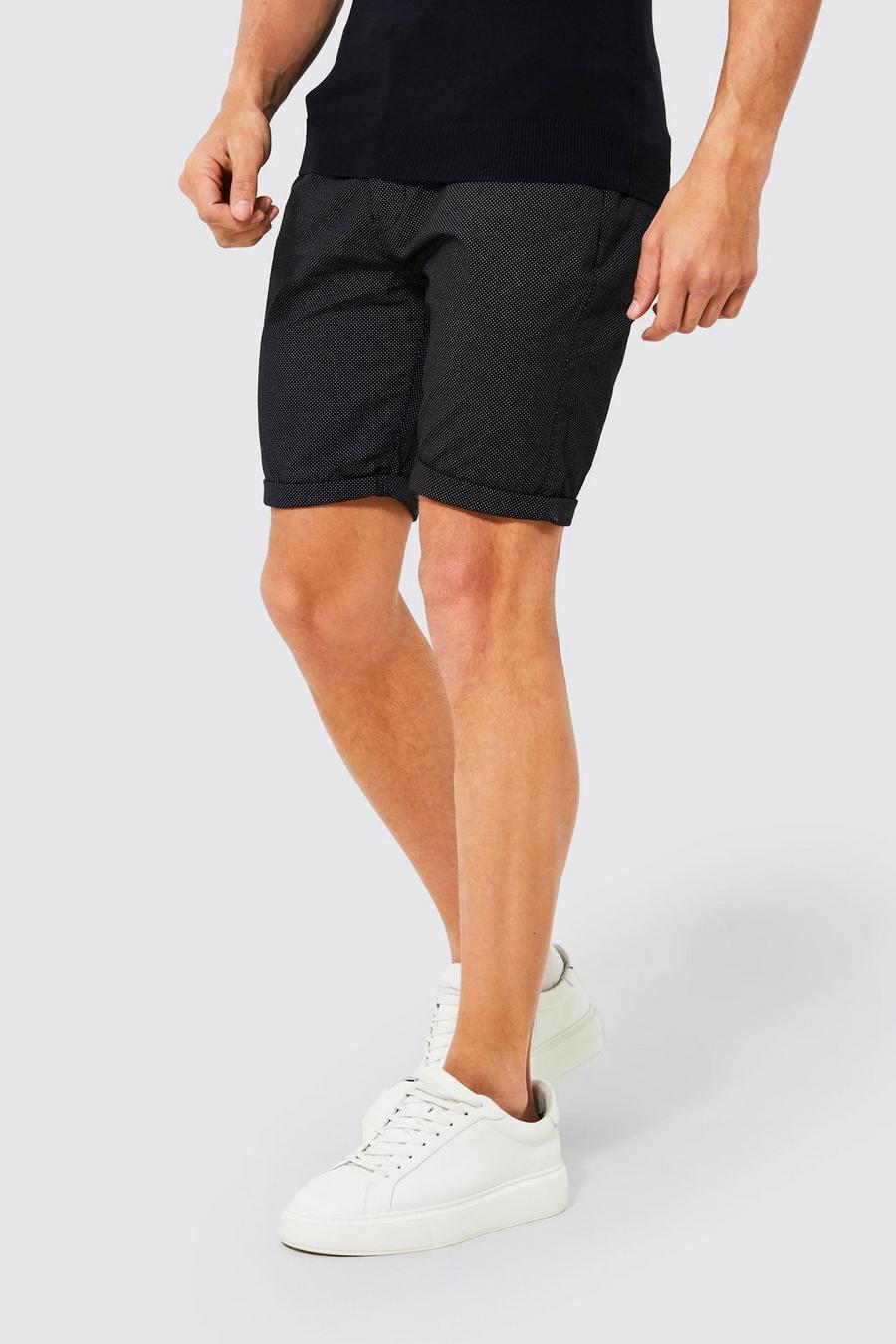 Navy Skinny Fit Textured Chino Short image number 1