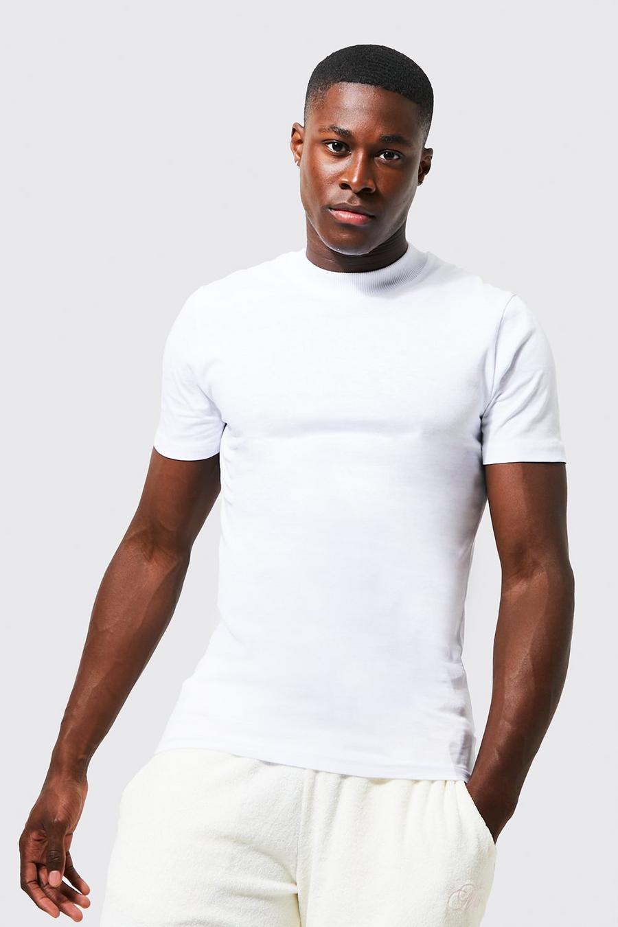 White blanc Muscle Fit Extended Neck T-shirt image number 1