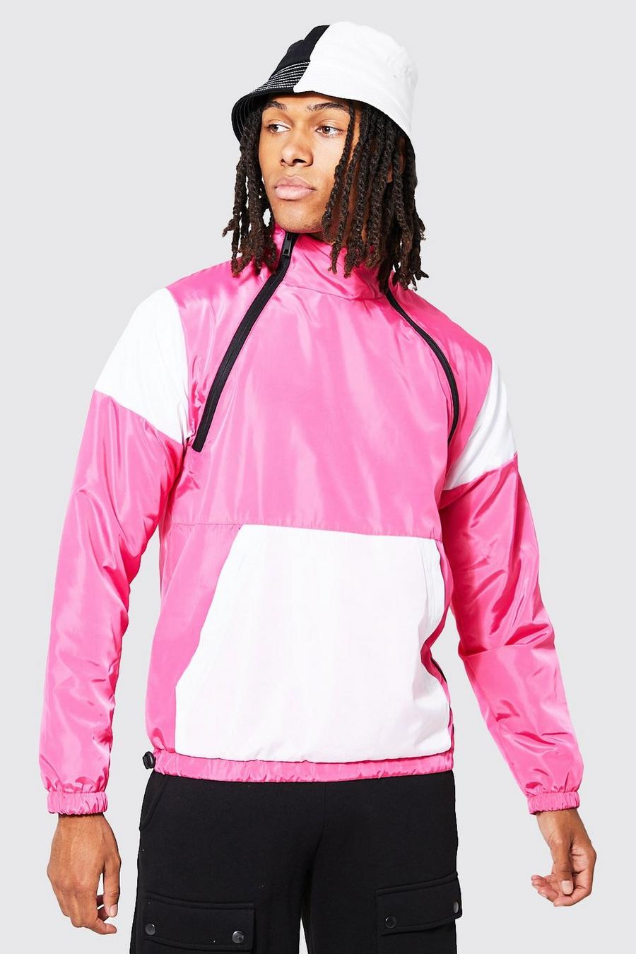 Regenjacke mit doppeltem Reißverschluss und Kapuze, Bright pink rosa image number 1