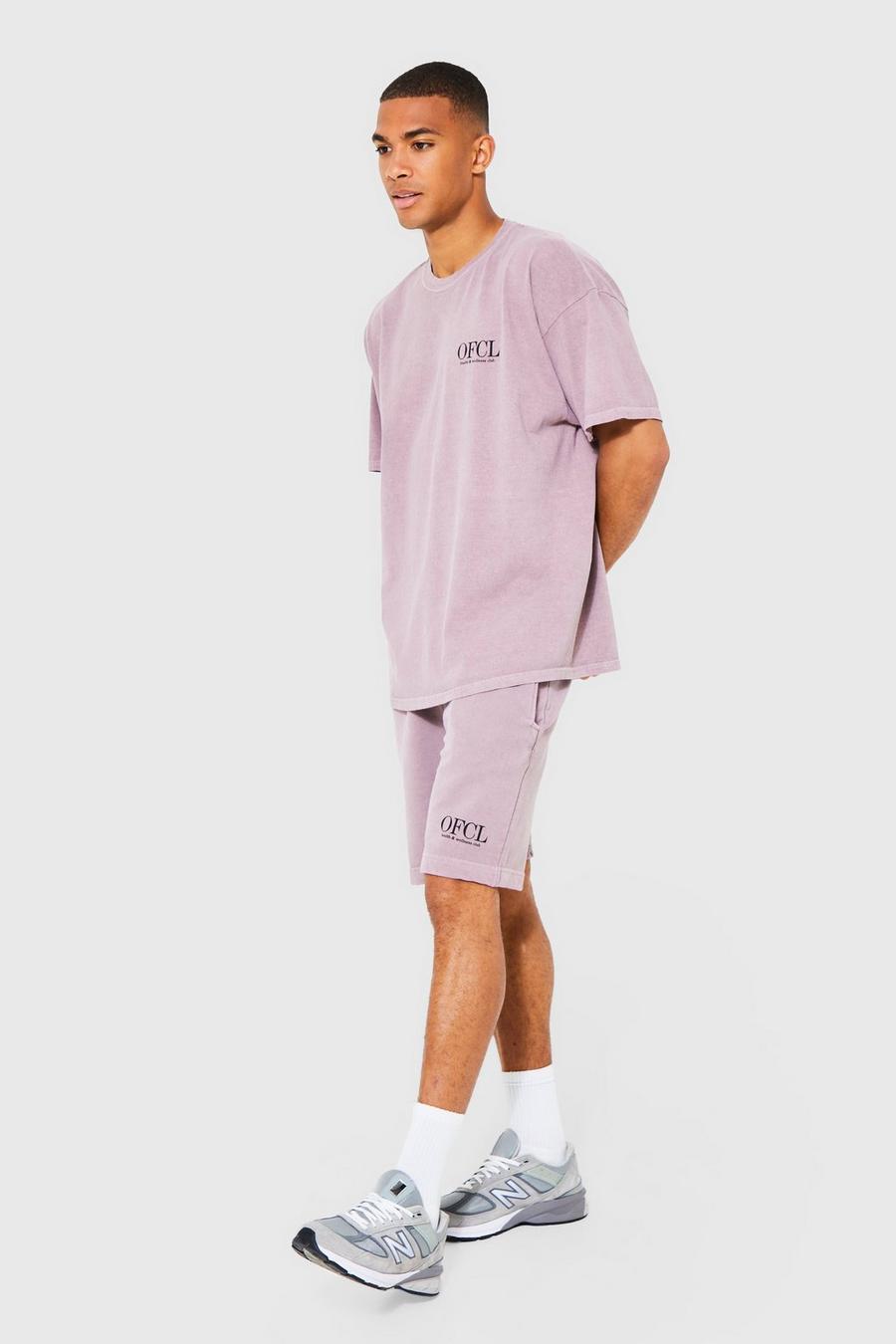 Pink Oversized Overdye Ofcl T-shirt And Short Set image number 1