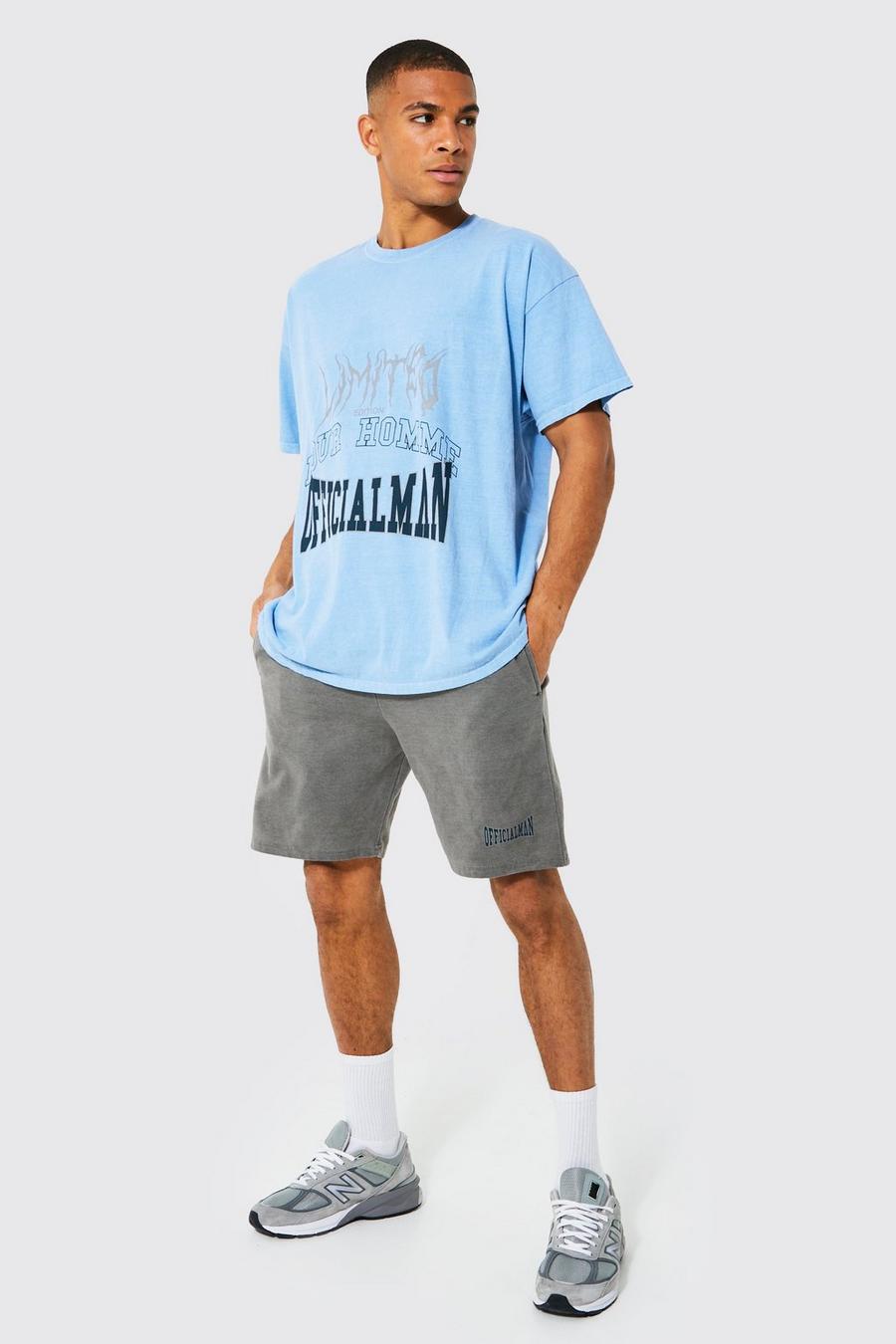 Oversize Official T-Shirt und Shorts, Light blue blau