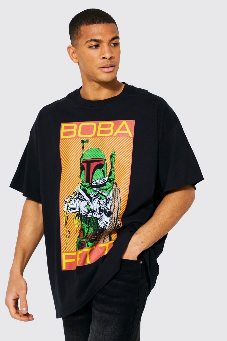 Black Oversized Boba Fett License T-shirt image number 1