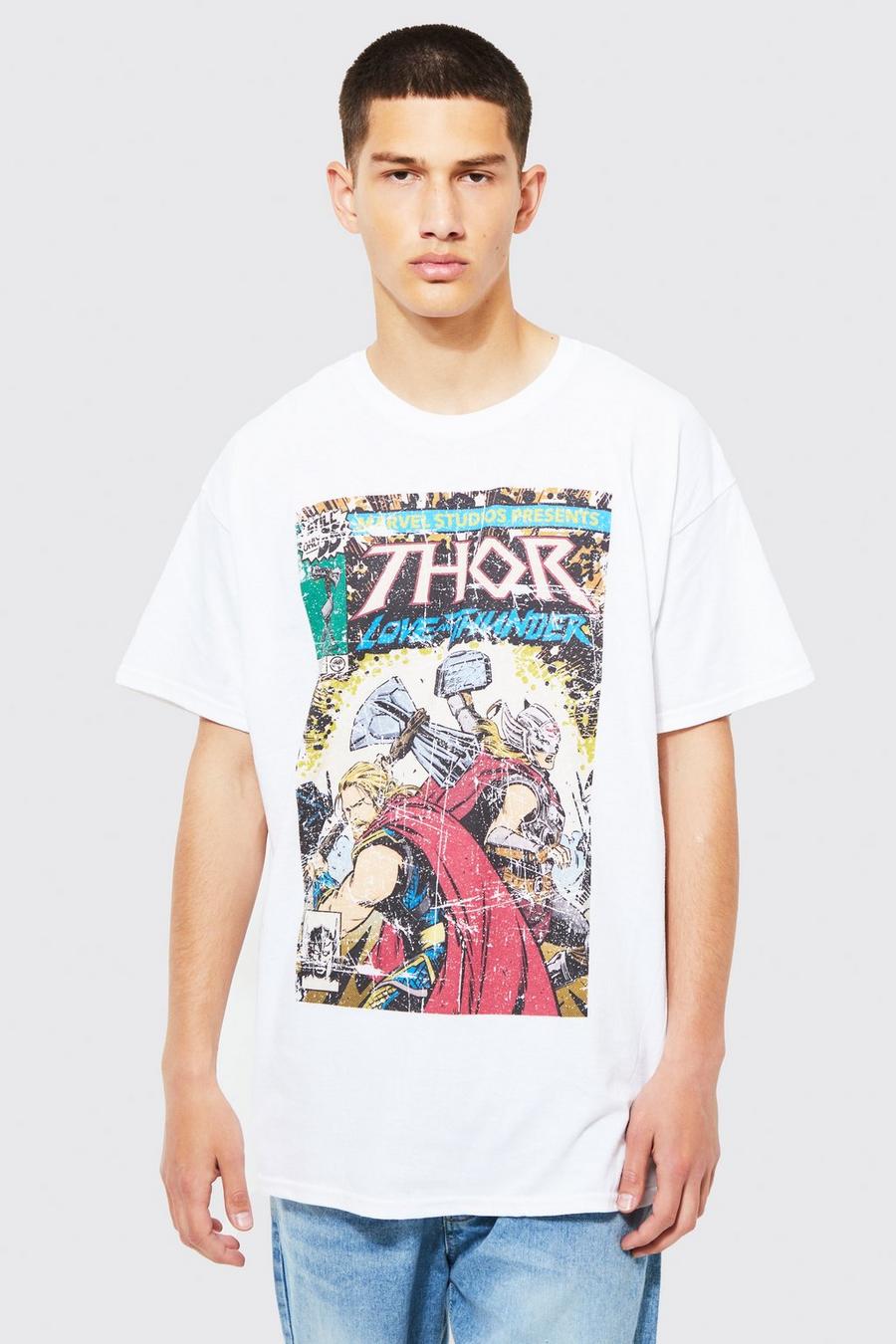 Camiseta oversize con estampado de cómic de Thanos, White bianco