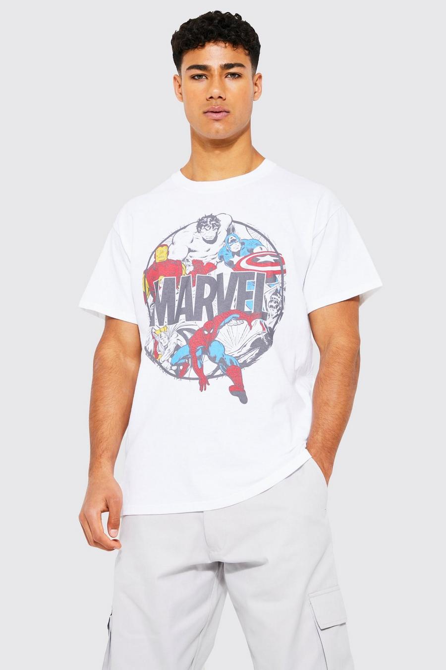 T-Shirt mit Marvel Logo Print, White image number 1