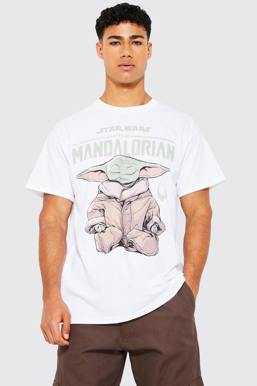 White blanc Baby Yoda Mandalorian License T-shirt image number 1