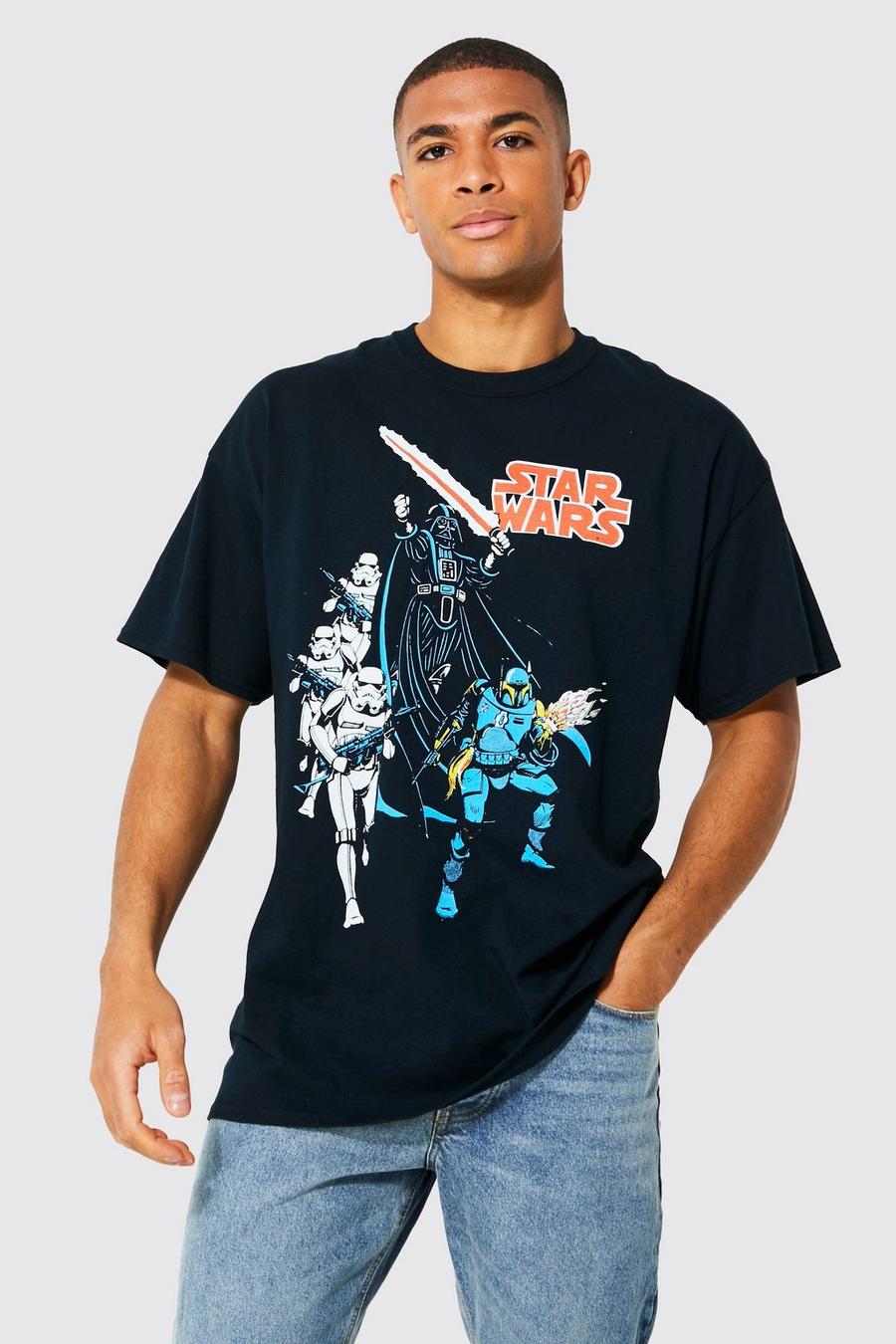 Black Star Wars Oversize t-shirt med tryck image number 1