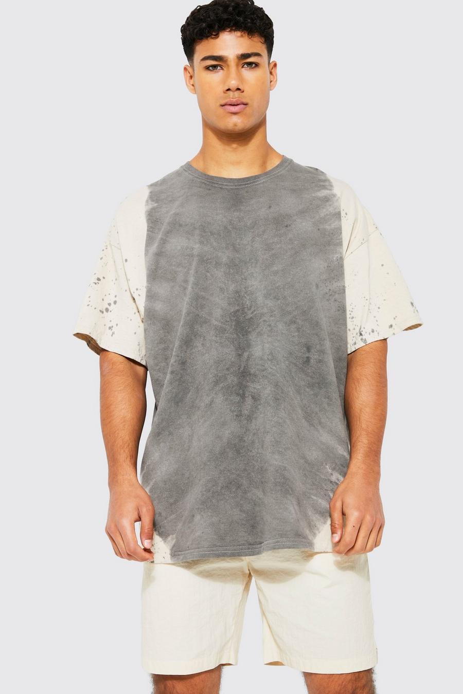 Charcoal grey Oversized Bleach Tie Dye T-shirt