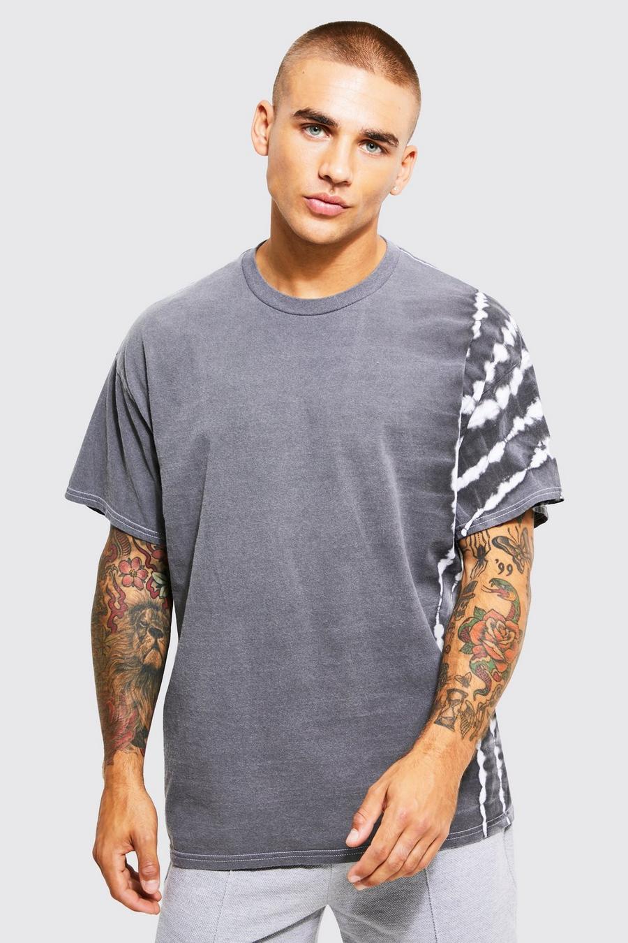 Charcoal Oversized Bleach Tie Dye T-shirt image number 1