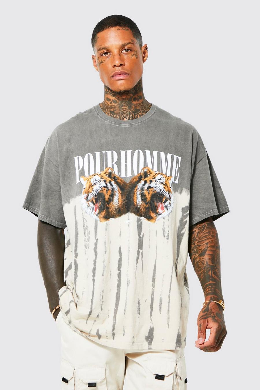 Oversize Batik T-Shirt, Charcoal image number 1