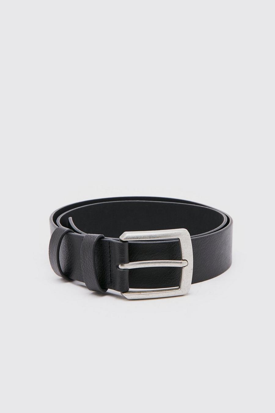 Black Casual Leather Look Jeans Belt