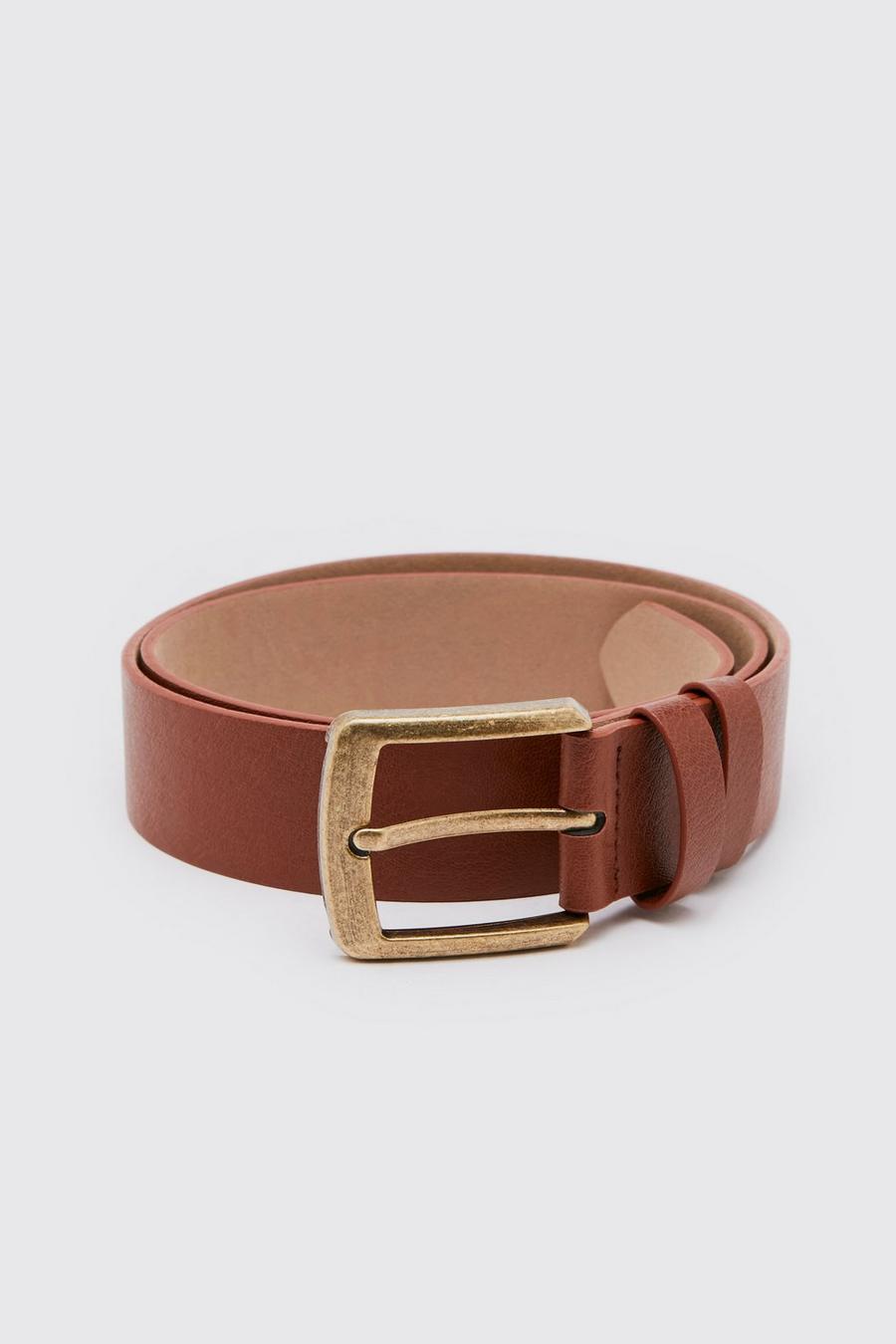 Tan brown Casual Leather Look Jeans Belt