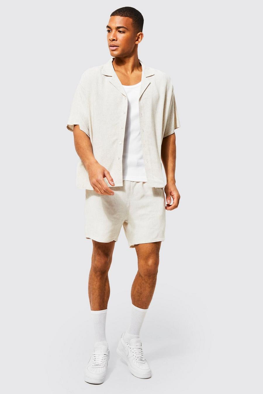 Natural beige Linneskjorta och shorts