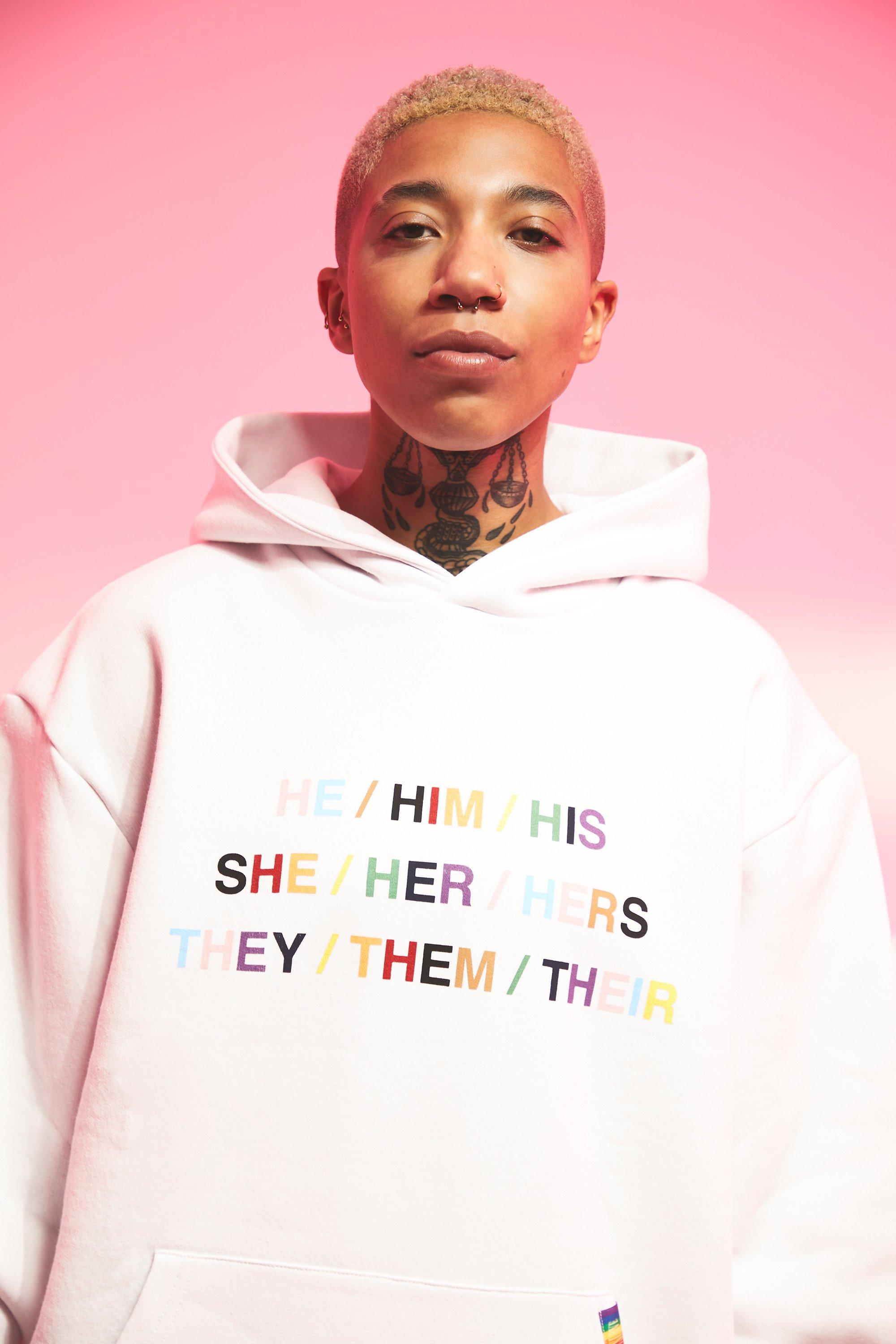 Pride Oversized Fit Pronouns Hoodie boohoo FI