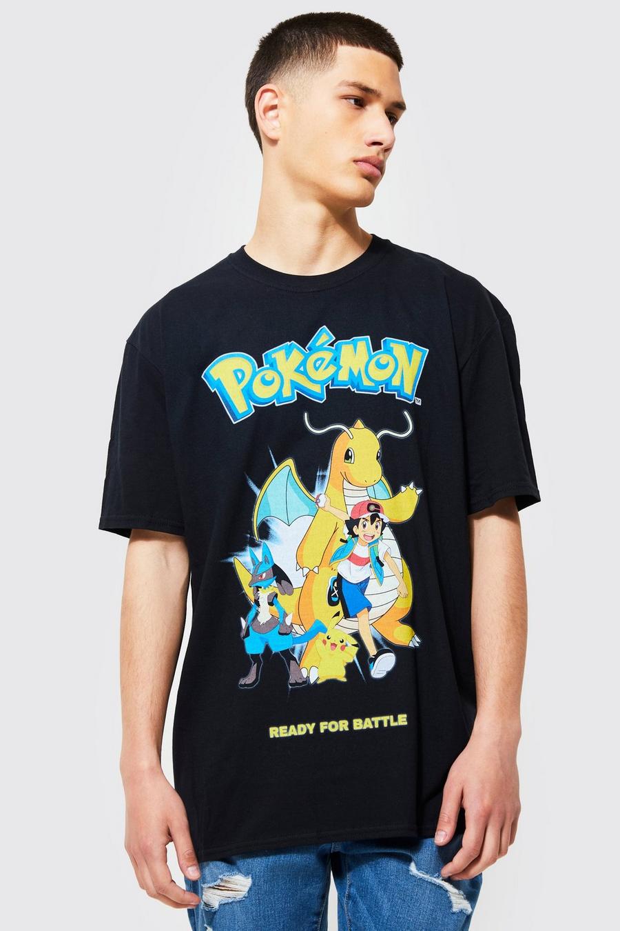 Camiseta oversize con estampado de Pokemon, Black image number 1