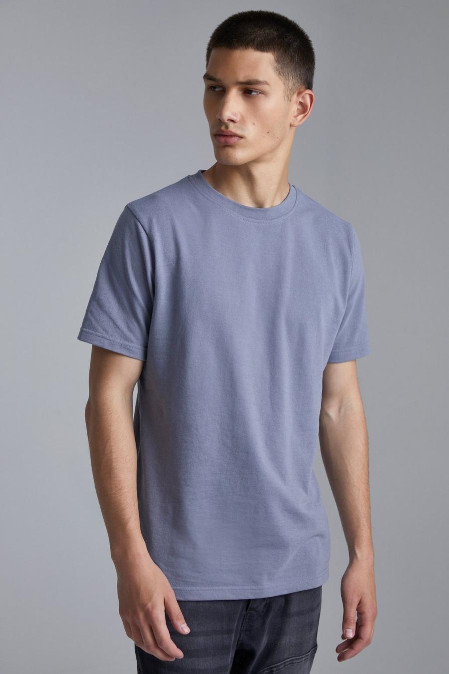 Dusty blue Slim Fit Pique T-shirt image number 1