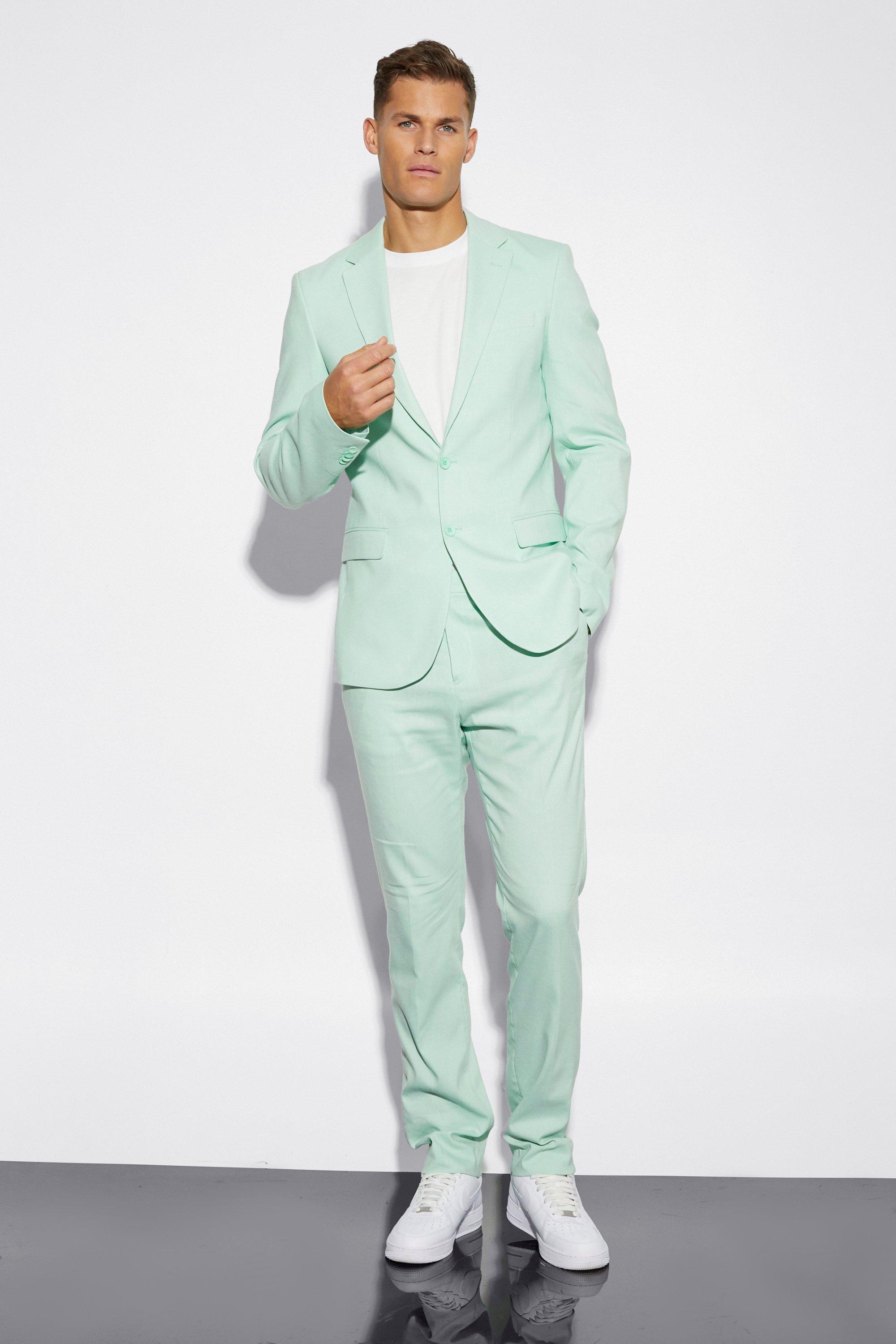 Green linen suit on sale jacket