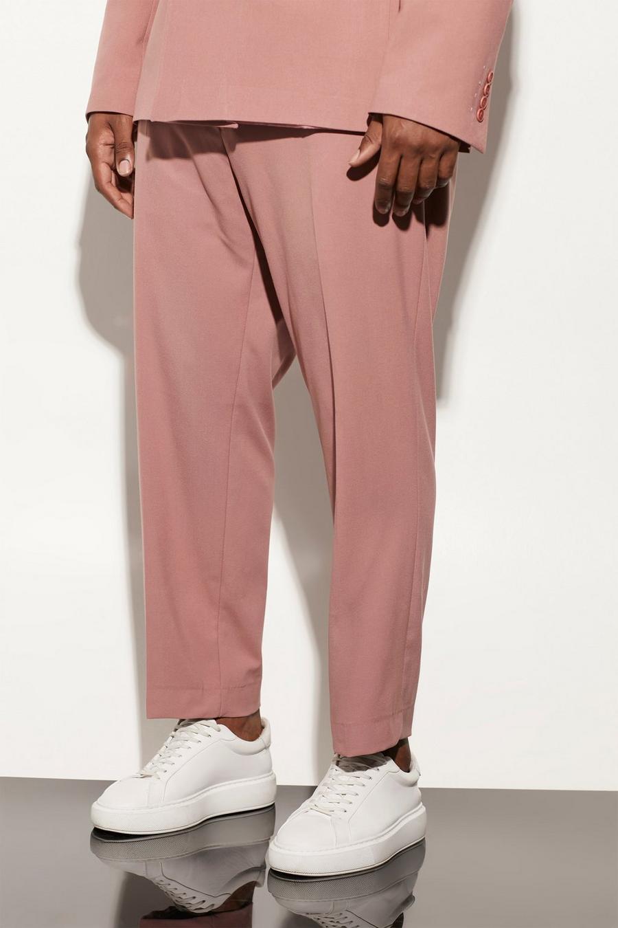 ורוד בהיר rosa מכנסי חליפה קרופ בגזרה צרה, מידות גדולות image number 1
