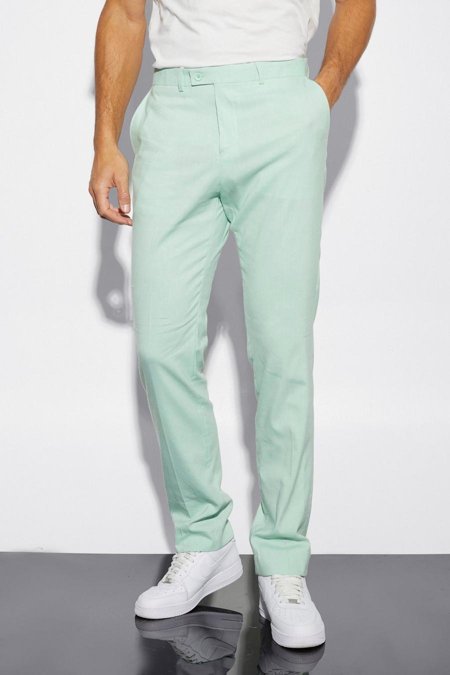 Pantaloni completo Tall Slim Fit in lino, Mint verde