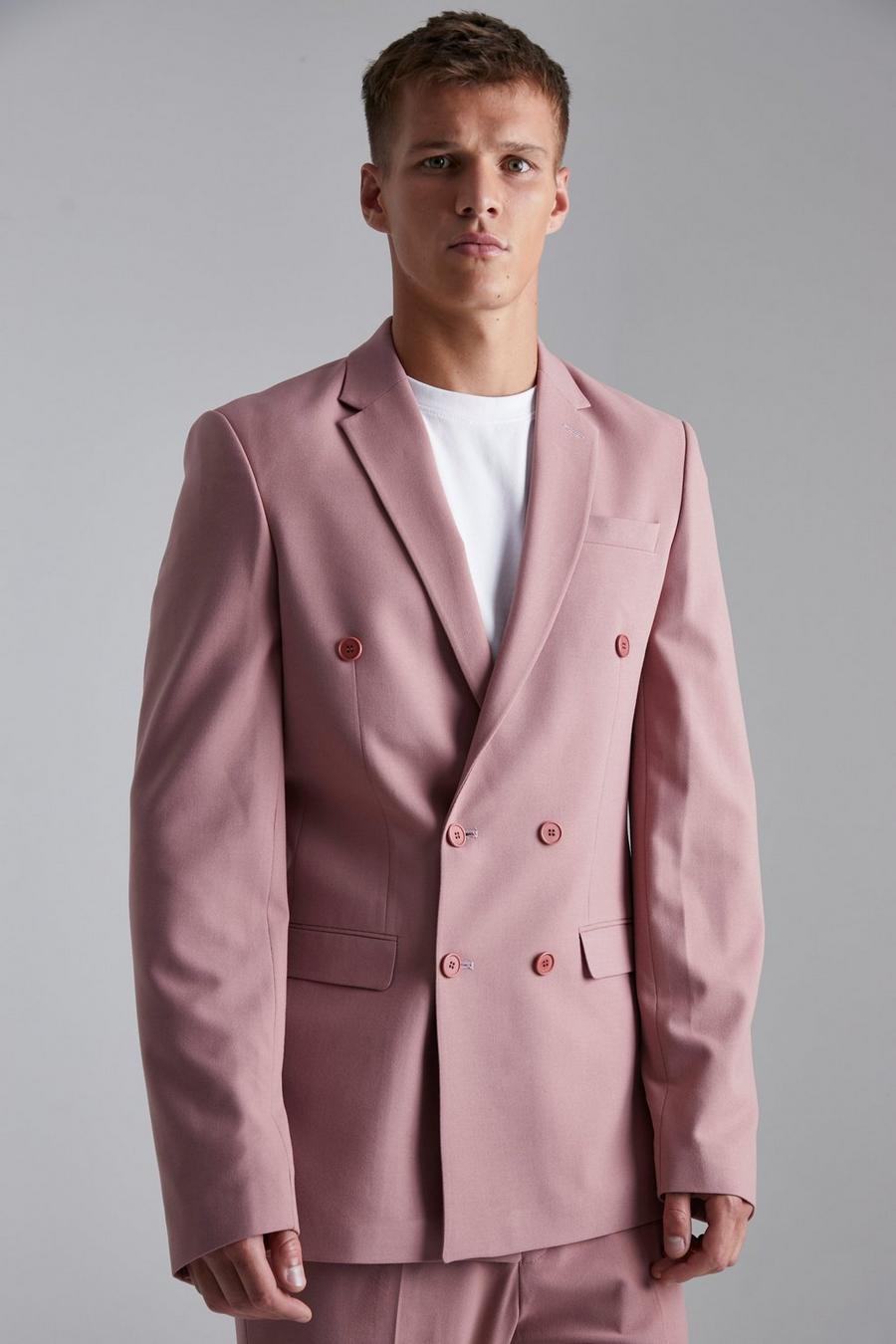 Light pink Tall Double Breasted Slim Suit Jacket image number 1