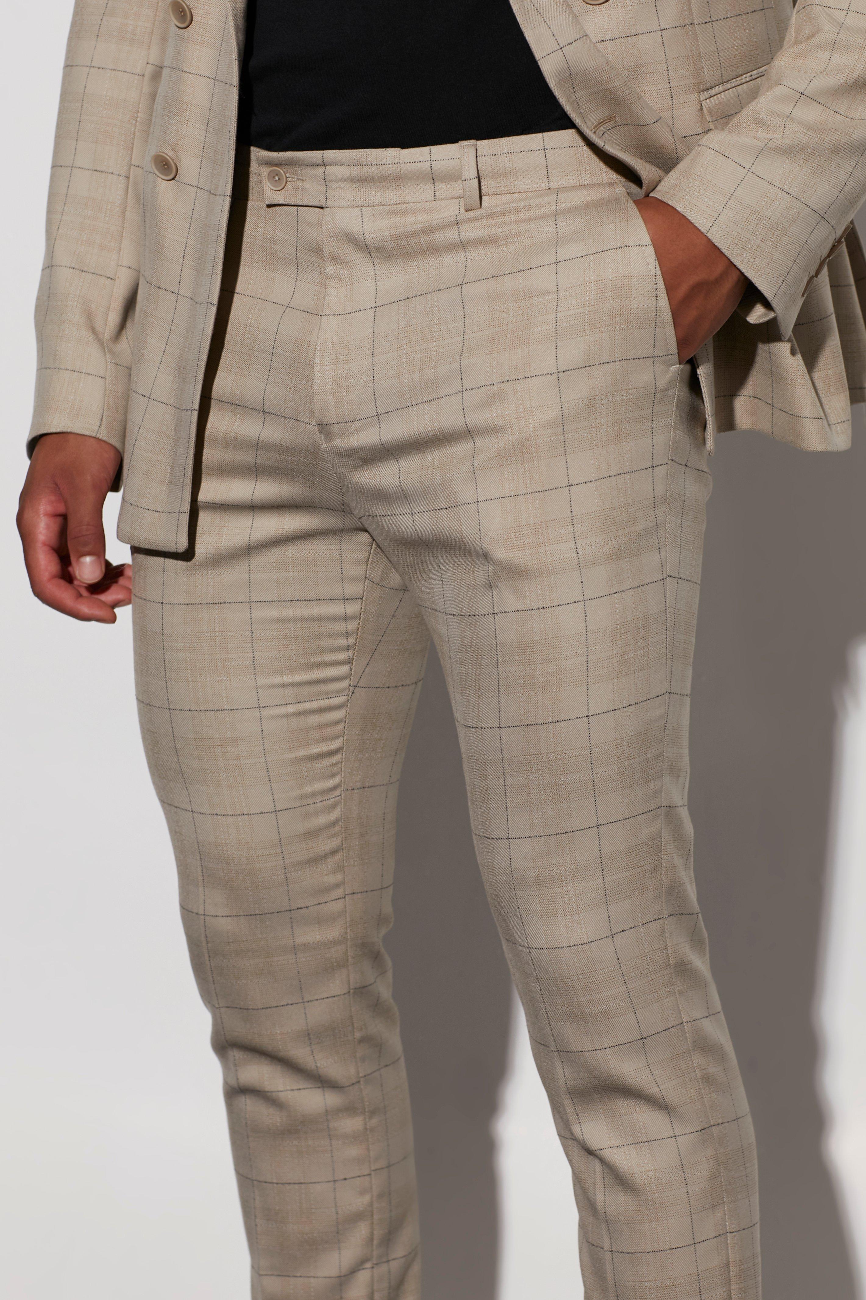 Pantalon carreaux beige new arrivals