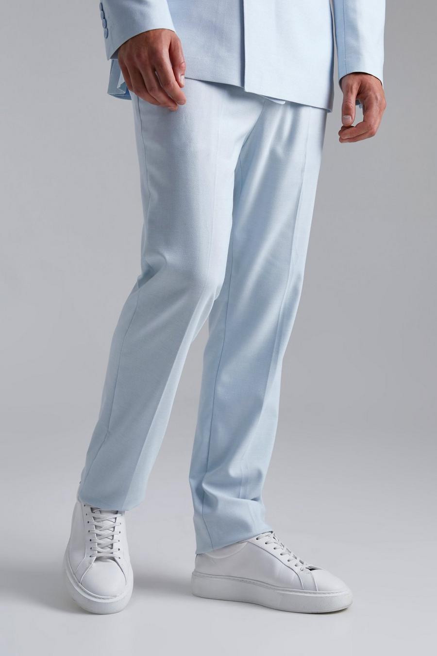 Pantaloni completo Tall Slim Fit con trama in rilievo, Light blue azzurro