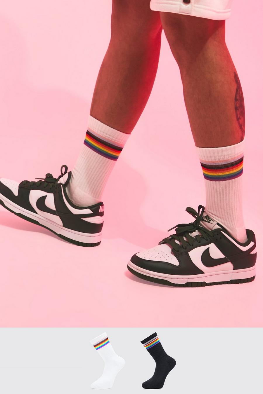Pride 2er-Pack Sport-Socken mit Regenbogen-Streifen, Multi image number 1
