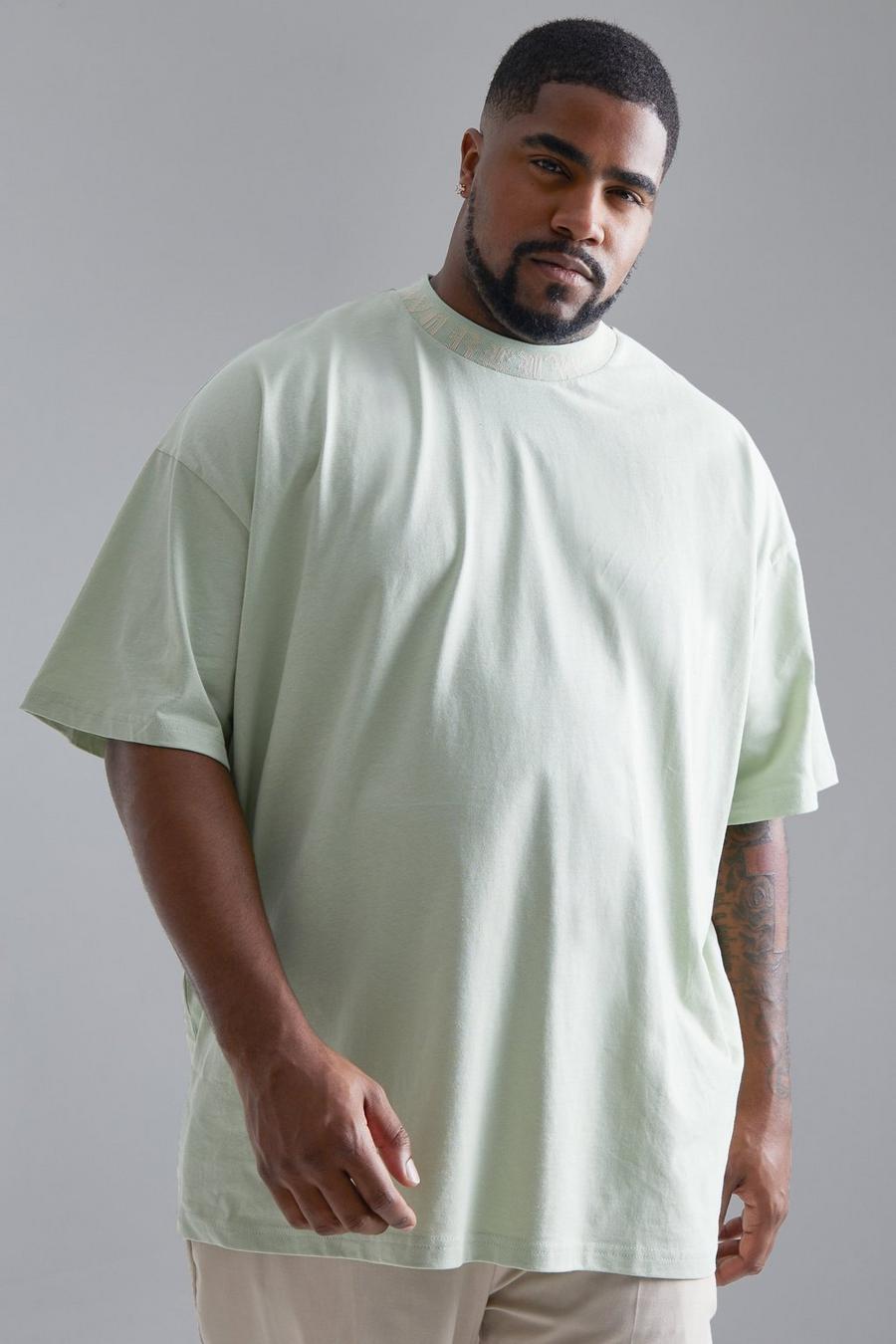 Grande taille - T-shirt oversize à imprimé Worldwide, Sage image number 1