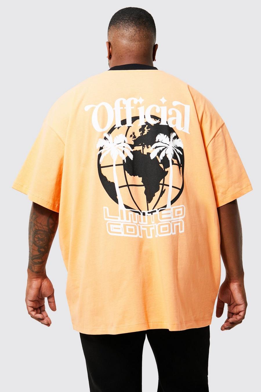 Grande taille - T-shirt imprimé à col contrastant, Orange image number 1