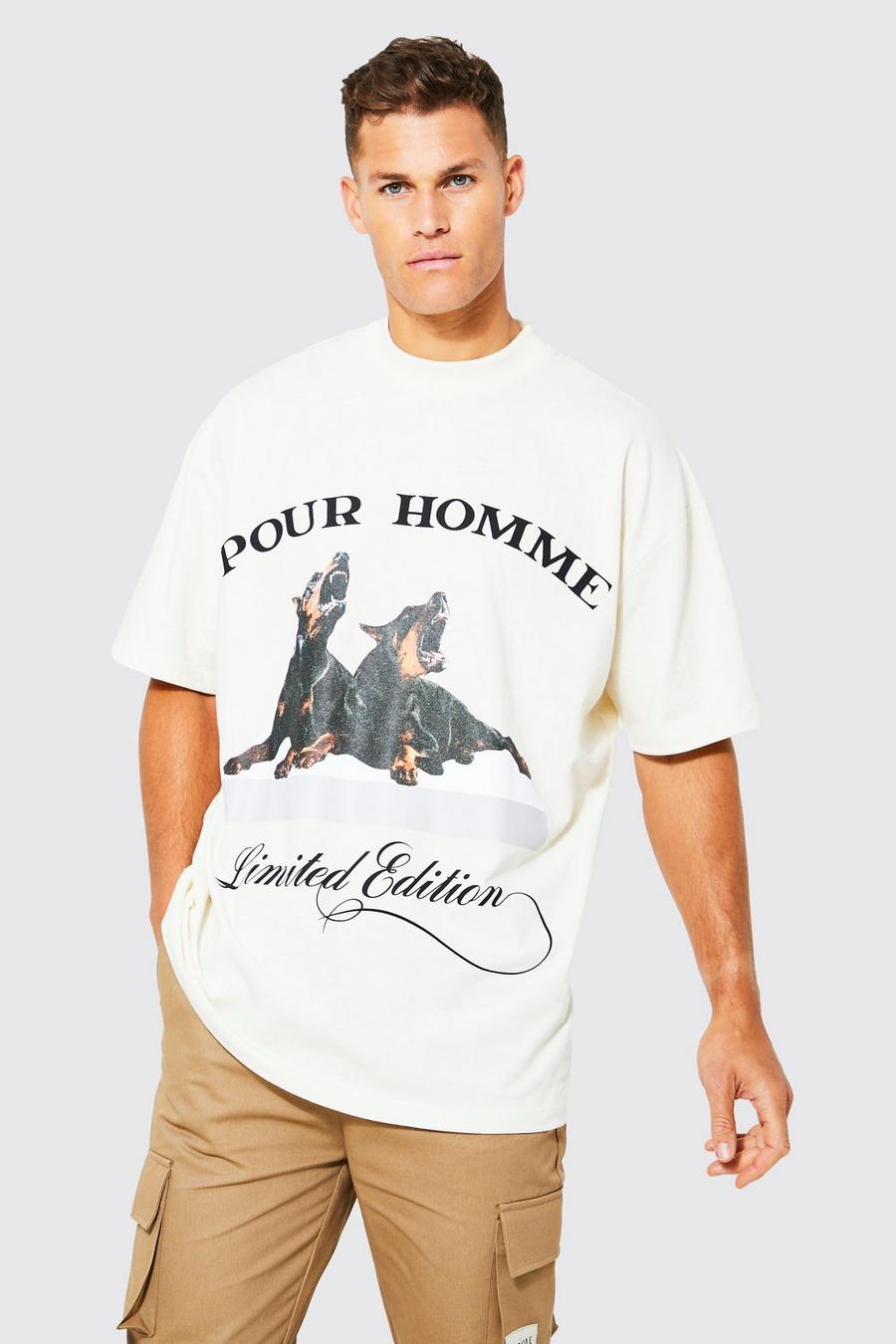 Sand Tall Oversized Rottweiler T-Shirt Met Print image number 1