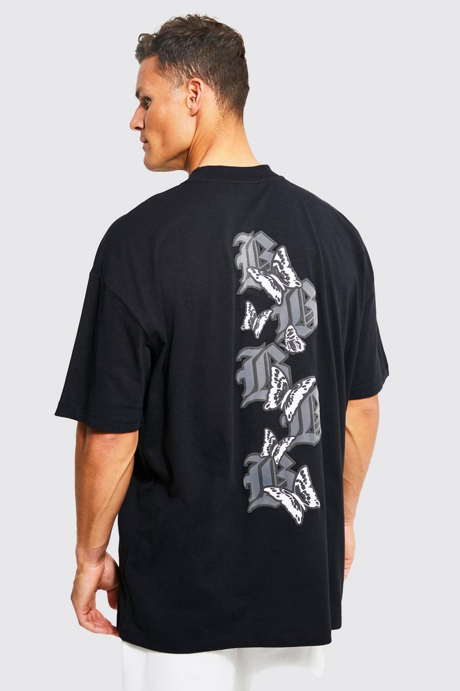 Black svart Tall Oversized Varsity Embroidered T-shirt image number 1