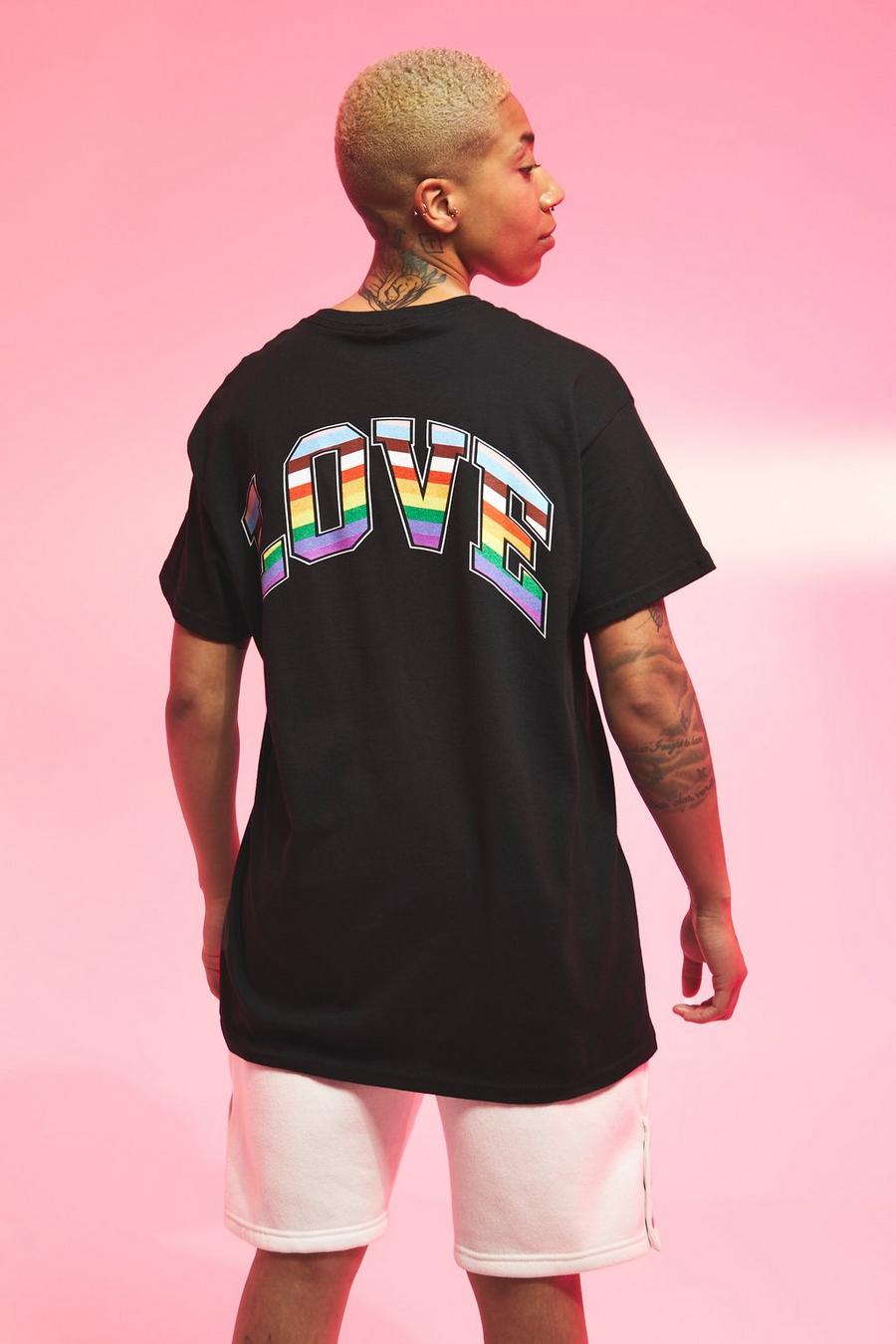 Black Pride Love Gradient Print T-shirt