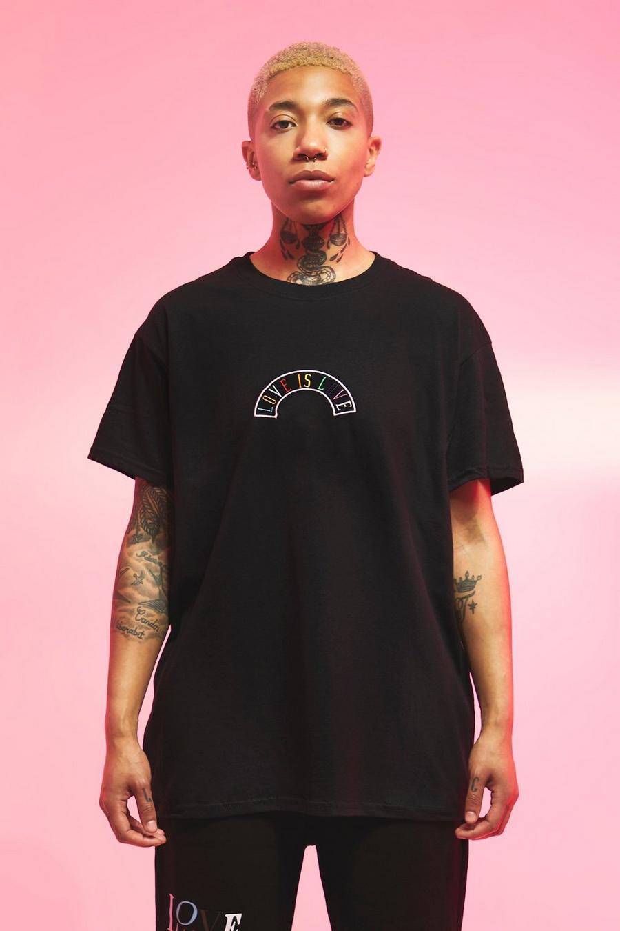Black svart Pride T-shirt With Chest Embroidery