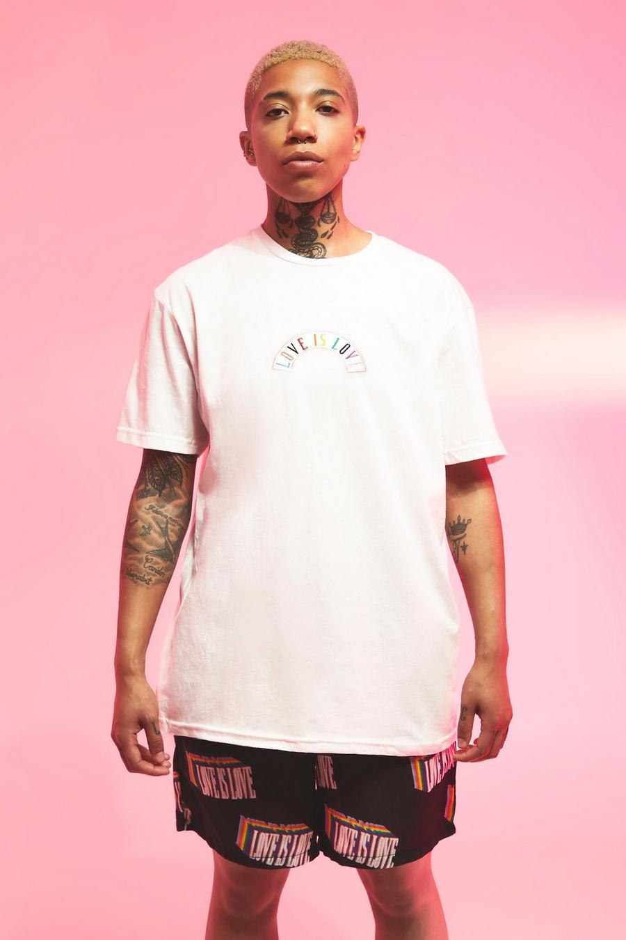 White weiß Pride T-shirt With Chest Embroidery