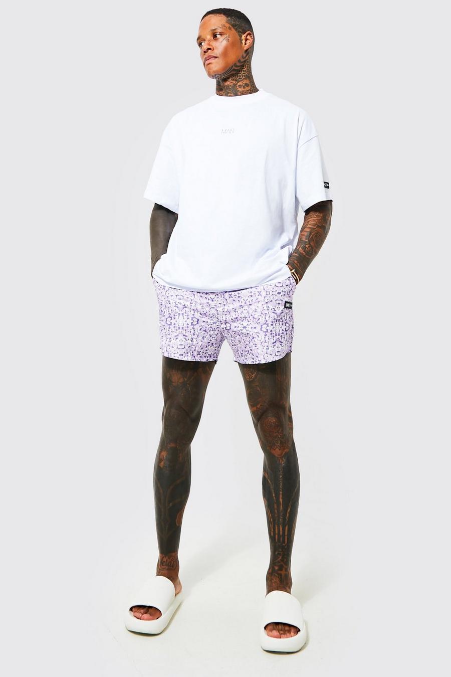 Lilac Man Camo T-Shirt And Swim Short Set image number 1