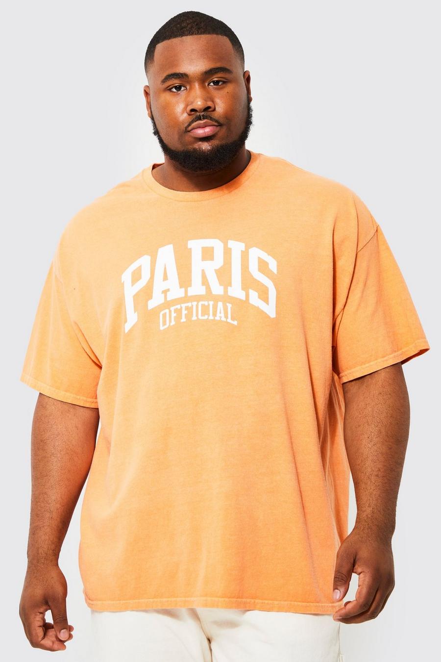 Plus T-Shirt mit Paris-Print, Orange image number 1