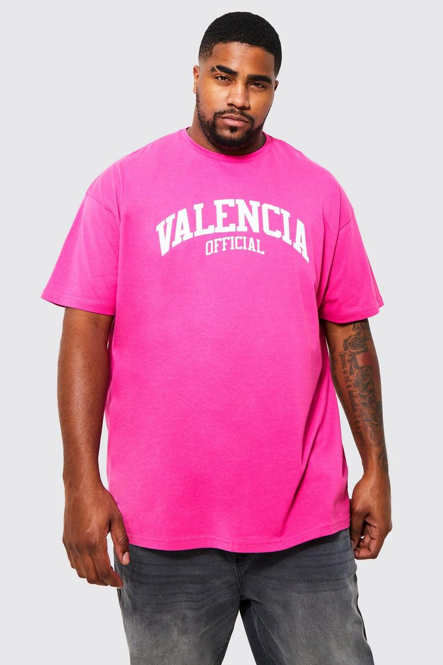 ורוד pink טישרט עם הדפס Valencia City, מידות גדולות image number 1