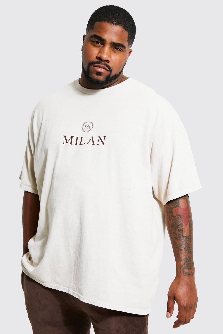 T-shirt Plus Size con stampa Milan, Sand beis