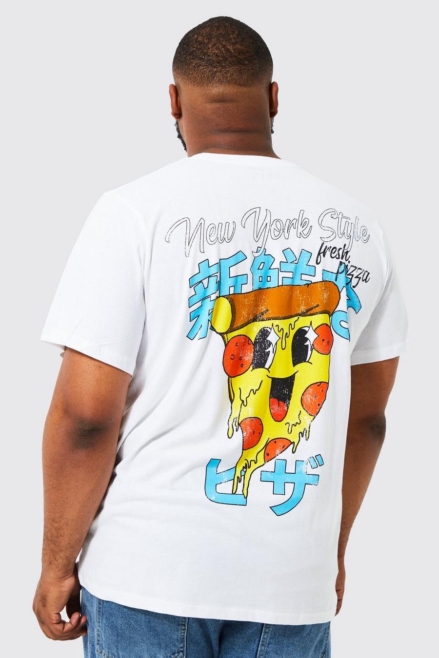 White Plus New York Pizza Face Print T-shirt