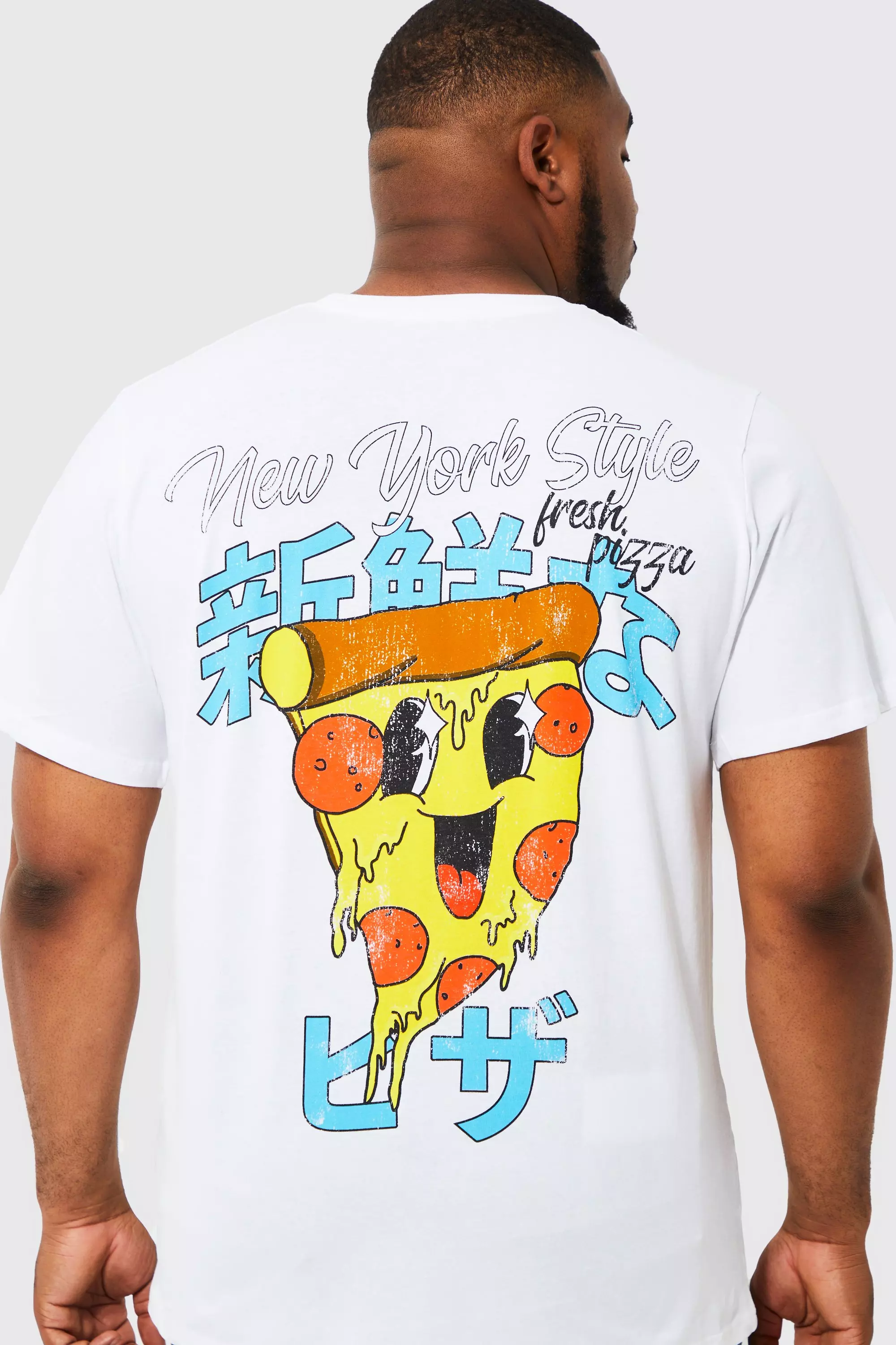 Plus New York Pizza Face Print T shirt
