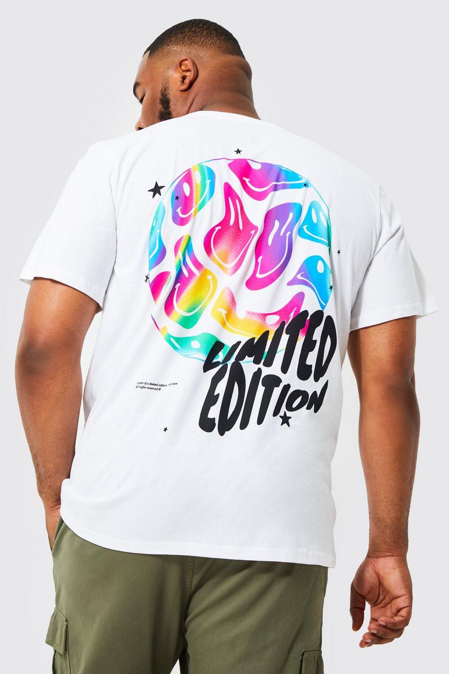 White Plus Psychedelic Drip Face Back Print T-shirt image number 1