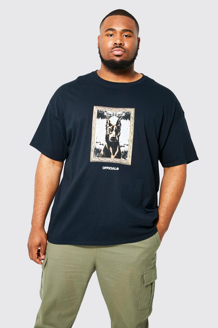 Black Plus Frame Dog Print T-shirt