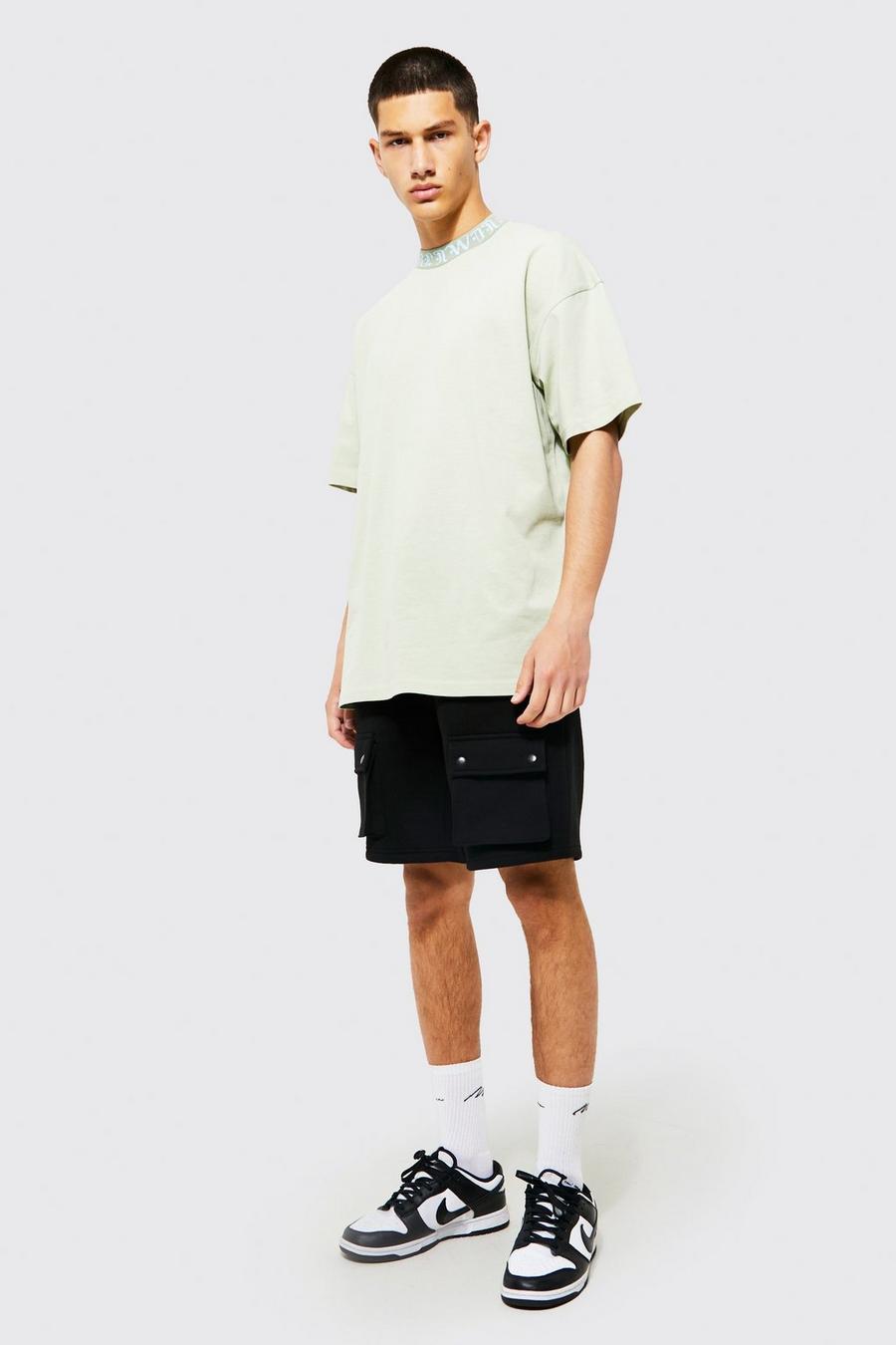 Conjunto oversize de pantalón corto cargo y camiseta, Sage verde image number 1