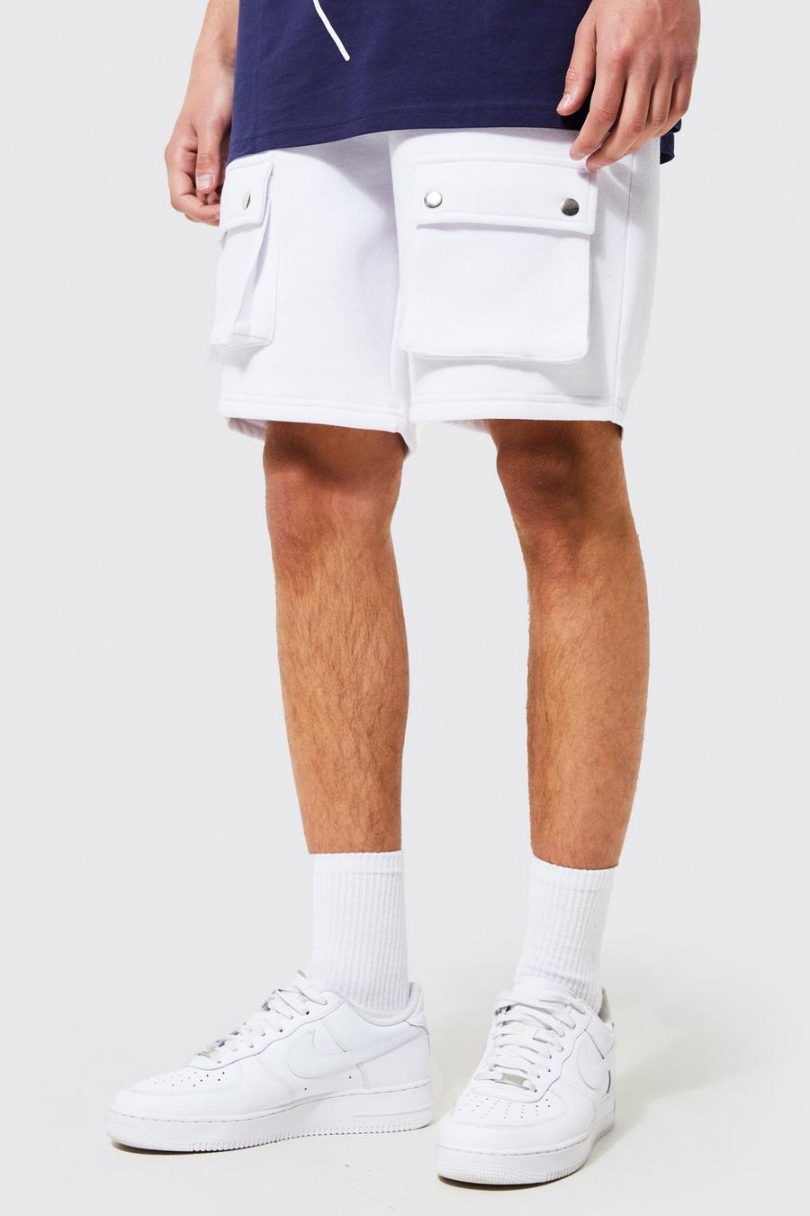 White Loose Fit Cargo Short image number 1