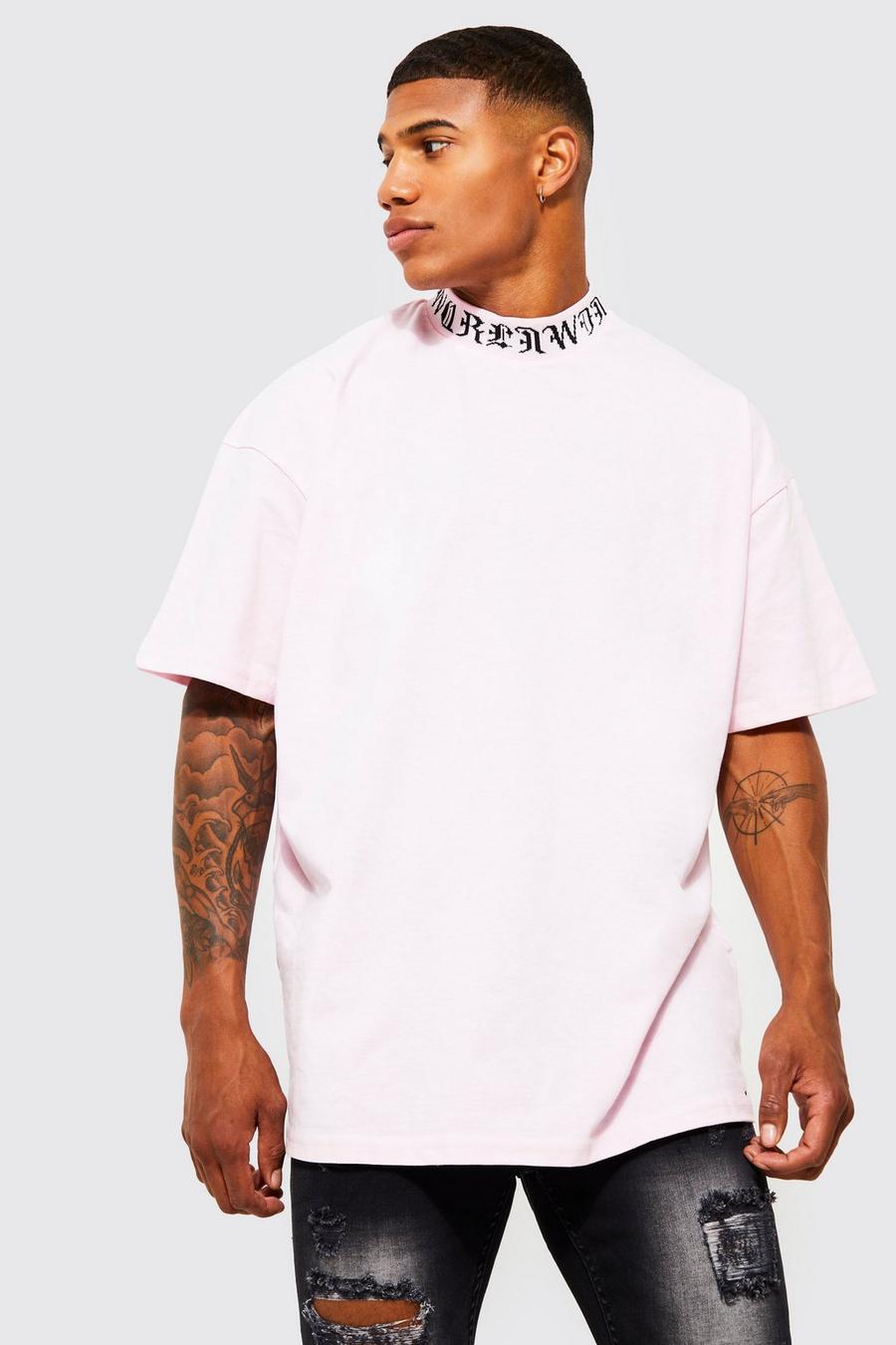 T-shirt oversize à logo et encolure côtelée - MAN, Light pink image number 1