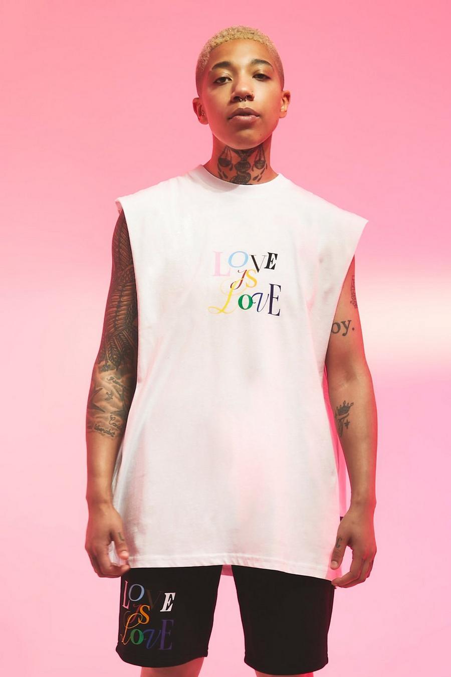 White Pride Oversized Love Is Love Tank image number 1