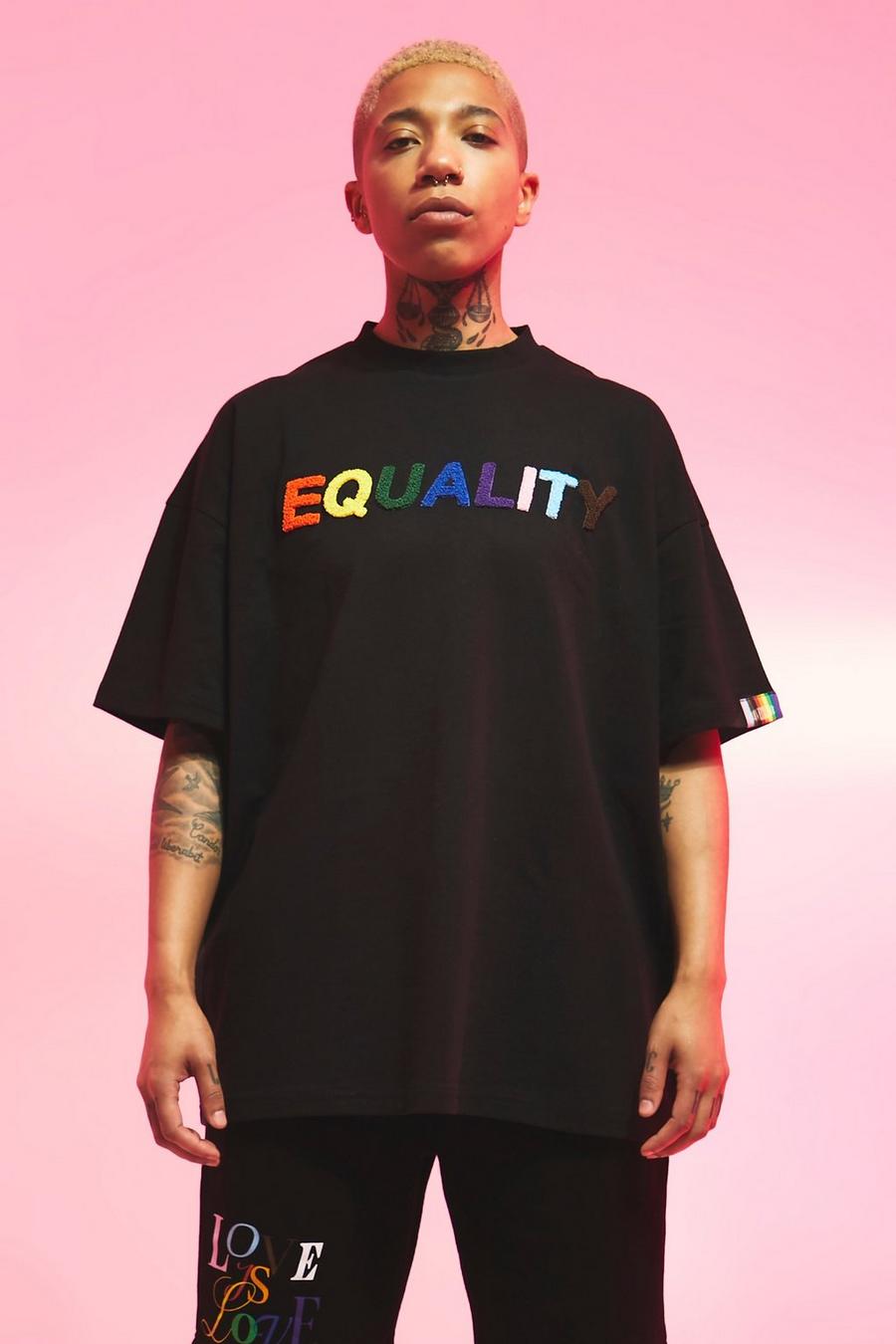 Oversize Pride T-Shirt mit Equality Applique, Black image number 1