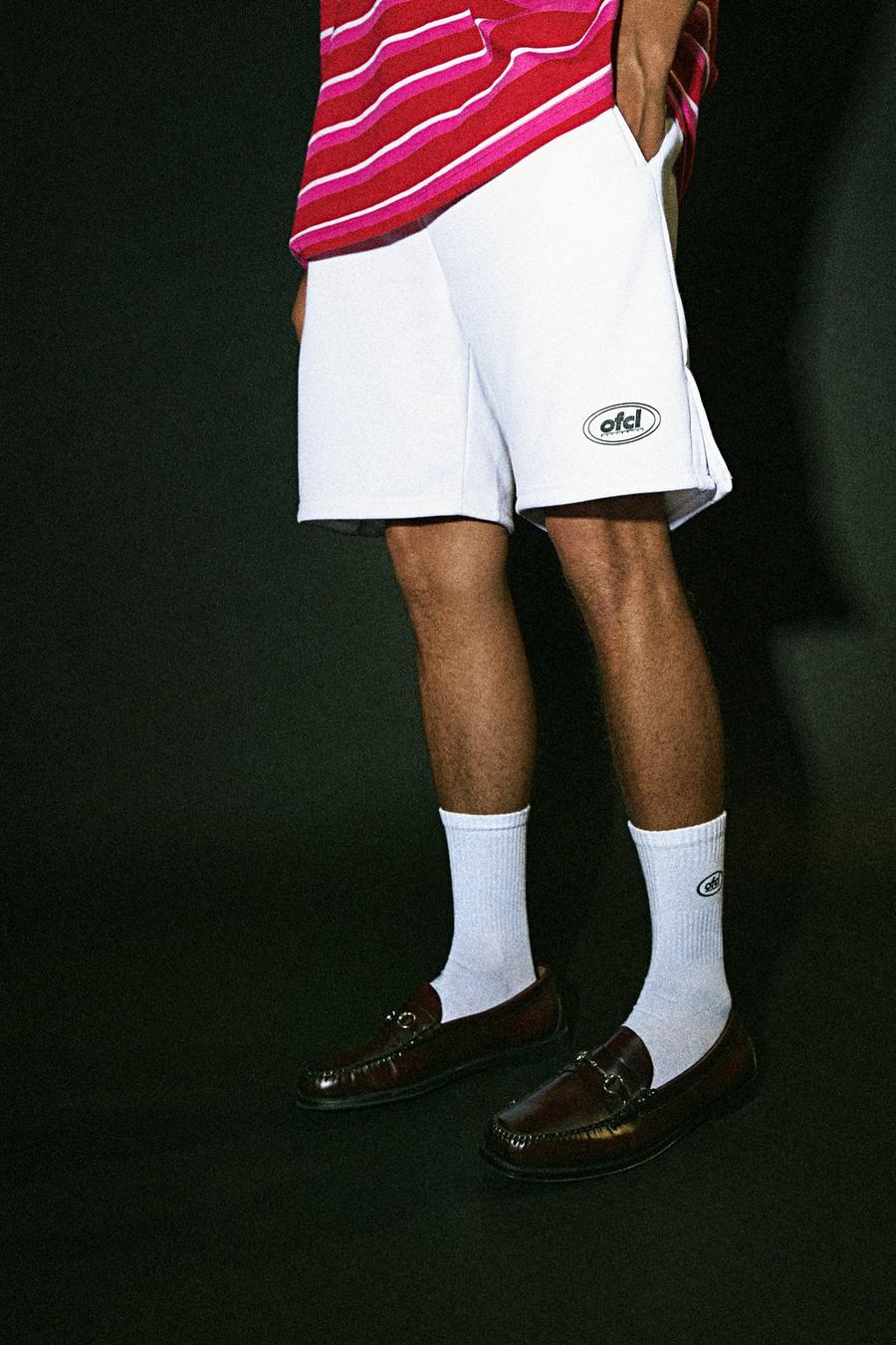 White Loose Fit Ofcl Jersey Shorts image number 1
