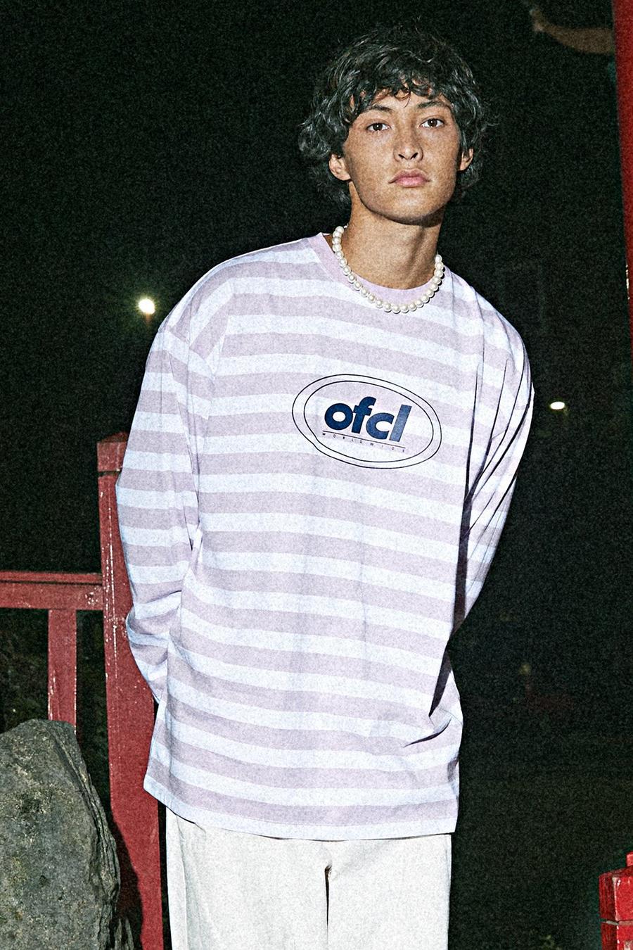 Lilac Oversized Ofcl Stripe Long Sleeve T-shirt image number 1
