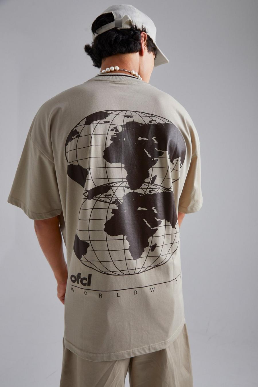 T-shirt oversize imprimé - Ofcl, Stone image number 1