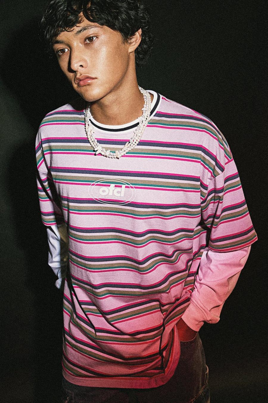 Lilac Oversized Stripe Layer Long Sleeve T-shirt image number 1